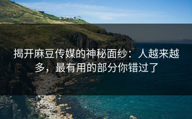 揭开麻豆传媒的神秘面纱:人越来越多,最有用的部分你错过了 第1张 揭开麻豆传媒的神秘面纱:人越来越多,最有用的部分你错过了 第1张