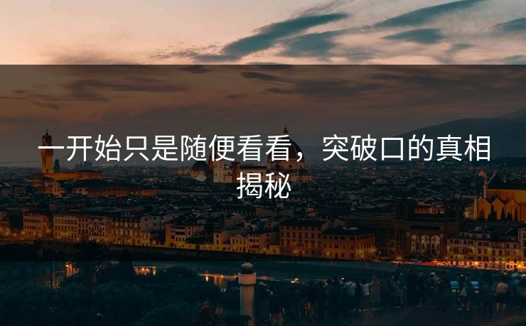 一开始只是随便看看，突破口的真相揭秘