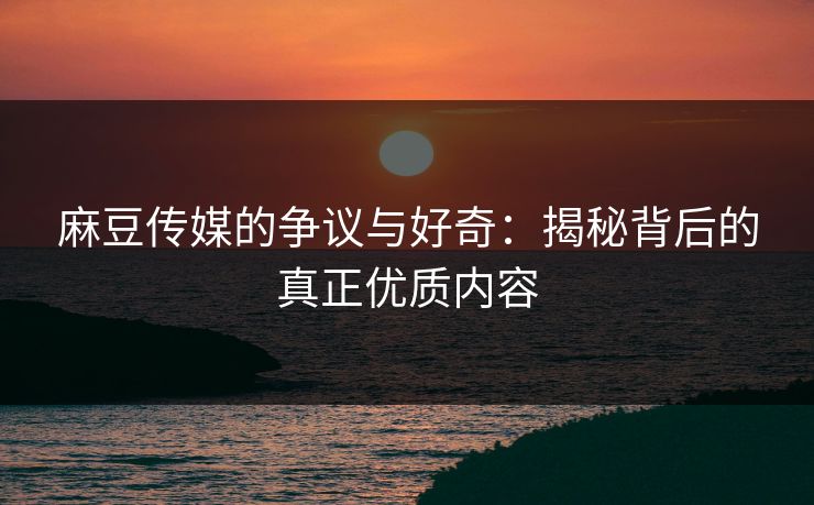 麻豆传媒的争议与好奇：揭秘背后的真正优质内容  第1张