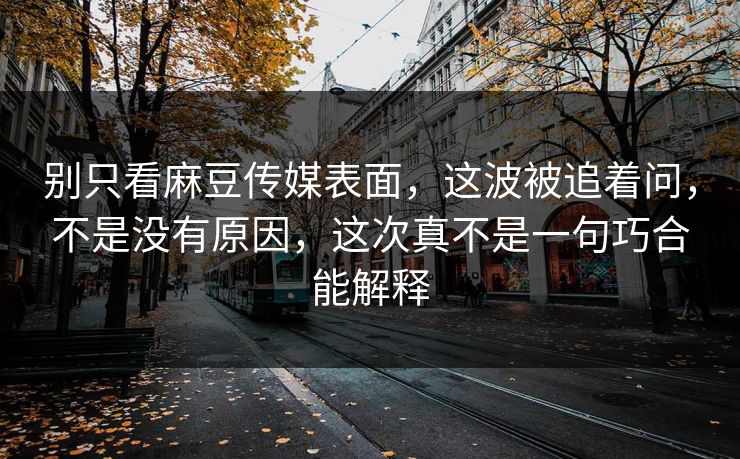别只看麻豆传媒表面，这波被追着问，不是没有原因，这次真不是一句巧合能解释  第1张