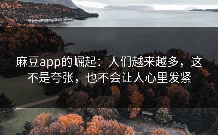 麻豆app的崛起：人们越来越多，这不是夸张，也不会让人心里发紧  第1张