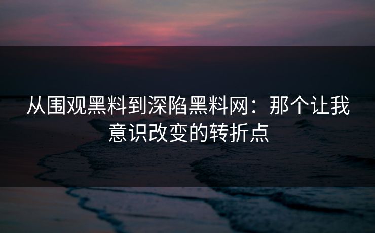 从围观黑料到深陷黑料网:那个让我意识改变的转折点 第1张 从围观黑料到深陷黑料网:那个让我意识改变的转折点 第1张